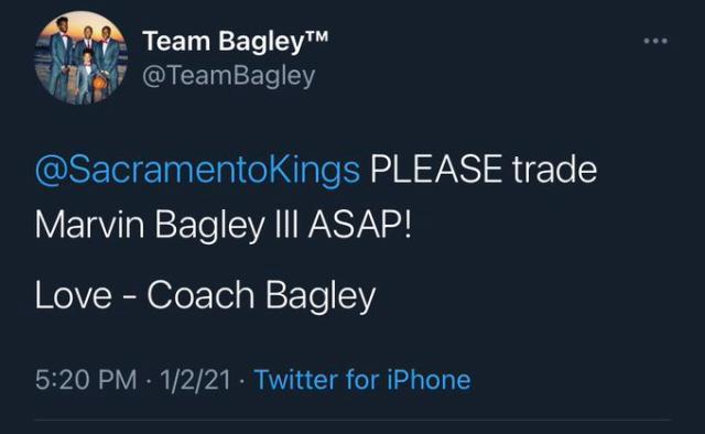 巴格利的国王生涯前途暗淡？父亲炮轰主帅请求交易